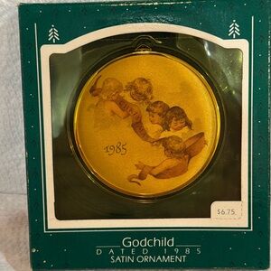 NIB 1985 Hallmark Godchild Satin Ornament